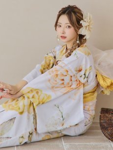 画像14: 【即日発送】アンニュイイエローフラワー浴衣 【浴衣3点セット 浴衣/帯/下駄】 [YMT] (14)