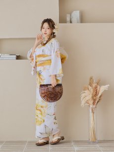 画像15: 【即日発送】アンニュイイエローフラワー浴衣 【浴衣3点セット 浴衣/帯/下駄】 [YMT] (15)