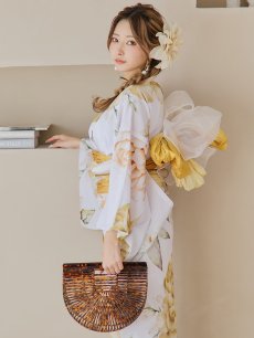 画像16: 【即日発送】アンニュイイエローフラワー浴衣 【浴衣3点セット 浴衣/帯/下駄】 [YMT] (16)