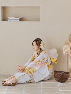 画像17: 【即日発送】アンニュイイエローフラワー浴衣 【浴衣3点セット 浴衣/帯/下駄】 [YMT] (17)