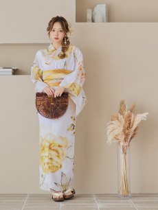 画像19: 【即日発送】アンニュイイエローフラワー浴衣 【浴衣3点セット 浴衣/帯/下駄】 [YMT] (19)