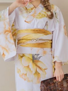 画像21: 【即日発送】アンニュイイエローフラワー浴衣 【浴衣3点セット 浴衣/帯/下駄】 [YMT] (21)