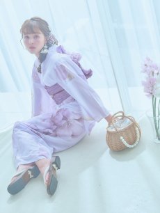 画像1: 【即日発送】アンティークパープルローズ浴衣 【浴衣3点セット 浴衣/帯/下駄】 [YMT] (1)