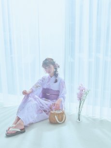 画像11: 【即日発送】アンティークパープルローズ浴衣 【浴衣3点セット 浴衣/帯/下駄】 [YMT] (11)