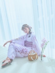 画像12: 【即日発送】アンティークパープルローズ浴衣 【浴衣3点セット 浴衣/帯/下駄】 [YMT] (12)