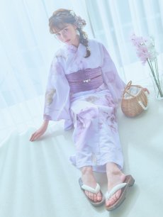 画像13: 【即日発送】アンティークパープルローズ浴衣 【浴衣3点セット 浴衣/帯/下駄】 [YMT] (13)