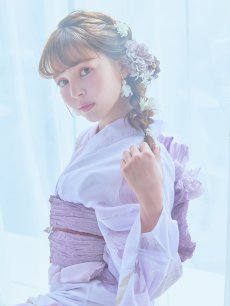 画像14: 【即日発送】アンティークパープルローズ浴衣 【浴衣3点セット 浴衣/帯/下駄】 [YMT] (14)