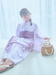 画像15: 【即日発送】アンティークパープルローズ浴衣 【浴衣3点セット 浴衣/帯/下駄】 [YMT] (15)