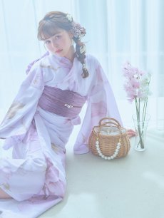 画像16: 【即日発送】アンティークパープルローズ浴衣 【浴衣3点セット 浴衣/帯/下駄】 [YMT] (16)