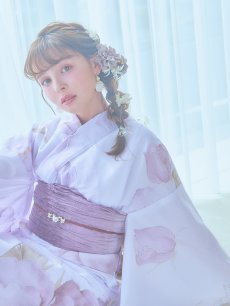 画像17: 【即日発送】アンティークパープルローズ浴衣 【浴衣3点セット 浴衣/帯/下駄】 [YMT] (17)