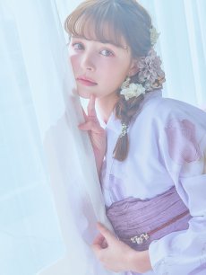 画像18: 【即日発送】アンティークパープルローズ浴衣 【浴衣3点セット 浴衣/帯/下駄】 [YMT] (18)