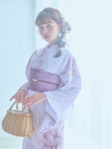 画像2: 【即日発送】アンティークパープルローズ浴衣 【浴衣3点セット 浴衣/帯/下駄】 [YMT] (2)