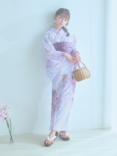 画像4: 【即日発送】アンティークパープルローズ浴衣 【浴衣3点セット 浴衣/帯/下駄】 [YMT] (4)