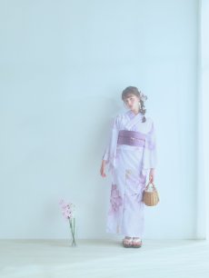 画像5: 【即日発送】アンティークパープルローズ浴衣 【浴衣3点セット 浴衣/帯/下駄】 [YMT] (5)