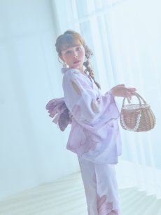 画像9: 【即日発送】アンティークパープルローズ浴衣 【浴衣3点セット 浴衣/帯/下駄】 [YMT] (9)