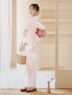 画像10: 【即日発送】ニュアンスピンクフラワー浴衣 【浴衣3点セット 浴衣/帯/下駄】 [YMT] (10)