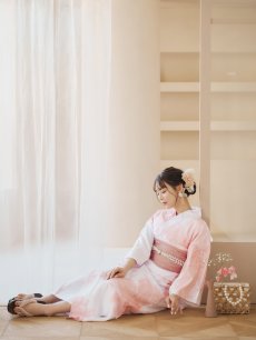 画像11: 【即日発送】ニュアンスピンクフラワー浴衣 【浴衣3点セット 浴衣/帯/下駄】 [YMT] (11)