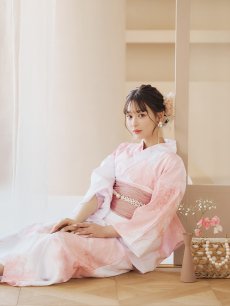 画像12: 【即日発送】ニュアンスピンクフラワー浴衣 【浴衣3点セット 浴衣/帯/下駄】 [YMT] (12)