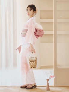 画像16: 【即日発送】ニュアンスピンクフラワー浴衣 【浴衣3点セット 浴衣/帯/下駄】 [YMT] (16)