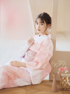 画像5: 【即日発送】ニュアンスピンクフラワー浴衣 【浴衣3点セット 浴衣/帯/下駄】 [YMT] (5)