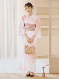 画像8: 【即日発送】ニュアンスピンクフラワー浴衣 【浴衣3点セット 浴衣/帯/下駄】 [YMT] (8)