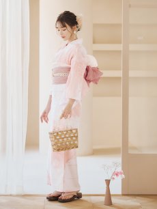 画像9: 【即日発送】ニュアンスピンクフラワー浴衣 【浴衣3点セット 浴衣/帯/下駄】 [YMT] (9)