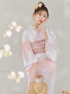 画像13: 【即日発送】ニュアンスピンクフラワー浴衣 【浴衣3点セット 浴衣/帯/下駄】 [YMT] (13)