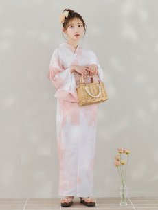 画像15: 【即日発送】ニュアンスピンクフラワー浴衣 【浴衣3点セット 浴衣/帯/下駄】 [YMT] (15)