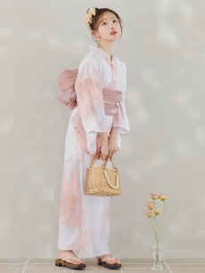 画像5: 【即日発送】ニュアンスピンクフラワー浴衣 【浴衣3点セット 浴衣/帯/下駄】 [YMT] (5)