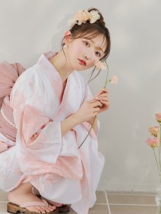 画像4: 【即日発送】ニュアンスピンクフラワー浴衣 【浴衣3点セット 浴衣/帯/下駄】 [YMT] (4)