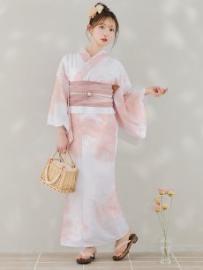 画像6: 【即日発送】ニュアンスピンクフラワー浴衣 【浴衣3点セット 浴衣/帯/下駄】 [YMT] (6)