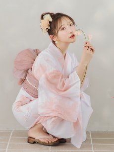 画像8: 【即日発送】ニュアンスピンクフラワー浴衣 【浴衣3点セット 浴衣/帯/下駄】 [YMT] (8)