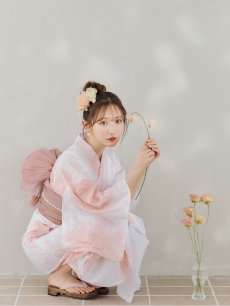 画像10: 【即日発送】ニュアンスピンクフラワー浴衣 【浴衣3点セット 浴衣/帯/下駄】 [YMT] (10)