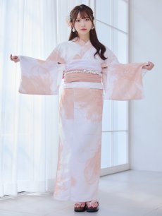 画像4: 【即日発送】ニュアンスピンクフラワー浴衣 【浴衣3点セット 浴衣/帯/下駄】 [YMT] (4)