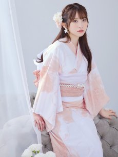 画像7: 【即日発送】ニュアンスピンクフラワー浴衣 【浴衣3点セット 浴衣/帯/下駄】 [YMT] (7)