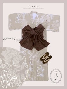 画像22: 【即日発送】ニュアンスフラワーベージュ浴衣【浴衣３点セット 浴衣/帯/下駄】 [YMT] (22)