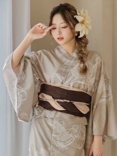 画像16: 【即日発送】ニュアンスフラワーベージュ浴衣 【浴衣3点セット 浴衣/帯/下駄】 [YMT] (16)