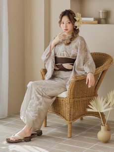 画像17: 【即日発送】ニュアンスフラワーベージュ浴衣 【浴衣3点セット 浴衣/帯/下駄】 [YMT] (17)