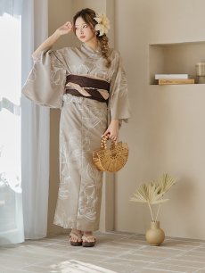 画像18: 【即日発送】ニュアンスフラワーベージュ浴衣 【浴衣3点セット 浴衣/帯/下駄】 [YMT] (18)