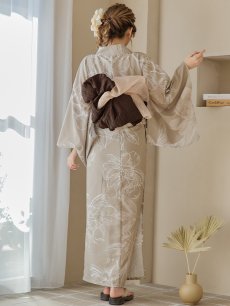 画像19: 【即日発送】ニュアンスフラワーベージュ浴衣 【浴衣3点セット 浴衣/帯/下駄】 [YMT] (19)