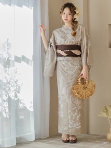 画像7: 【即日発送】ニュアンスフラワーベージュ浴衣 【浴衣3点セット 浴衣/帯/下駄】 [YMT] (7)