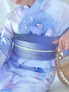 画像23: 【即日発送】水彩フラワーブルー浴衣 【浴衣3点セット 浴衣/帯/下駄】 [YMT] (23)