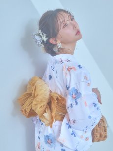 画像1: 【浴衣セール！】【即日発送】ニュアンスフローラル浴衣 【浴衣3点セット 浴衣/帯/下駄】 [YMT] (1)