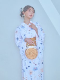 画像9: 【浴衣セール！】【即日発送】ニュアンスフローラル浴衣 【浴衣3点セット 浴衣/帯/下駄】 [YMT] (9)