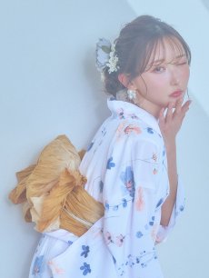 画像11: 【浴衣セール！】【即日発送】ニュアンスフローラル浴衣 【浴衣3点セット 浴衣/帯/下駄】 [YMT] (11)