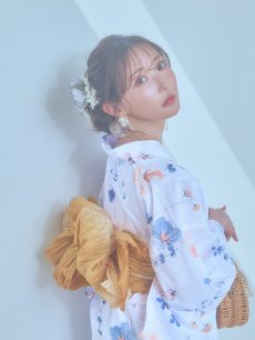 画像13: 【浴衣セール！】【即日発送】ニュアンスフローラル浴衣 【浴衣3点セット 浴衣/帯/下駄】 [YMT] (13)