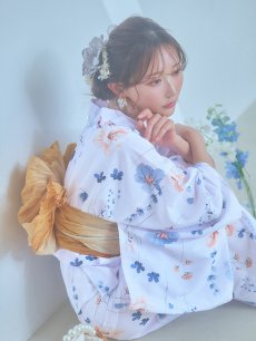 画像3: 【浴衣セール！】【即日発送】ニュアンスフローラル浴衣 【浴衣3点セット 浴衣/帯/下駄】 [YMT] (3)