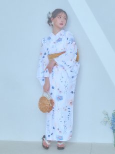 画像4: 【浴衣セール！】【即日発送】ニュアンスフローラル浴衣 【浴衣3点セット 浴衣/帯/下駄】 [YMT] (4)
