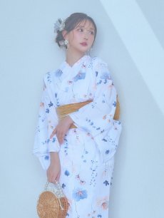 画像5: 【浴衣セール！】【即日発送】ニュアンスフローラル浴衣 【浴衣3点セット 浴衣/帯/下駄】 [YMT] (5)