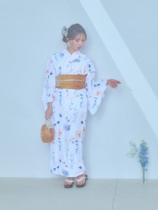 画像6: 【浴衣セール！】【即日発送】ニュアンスフローラル浴衣 【浴衣3点セット 浴衣/帯/下駄】 [YMT] (6)